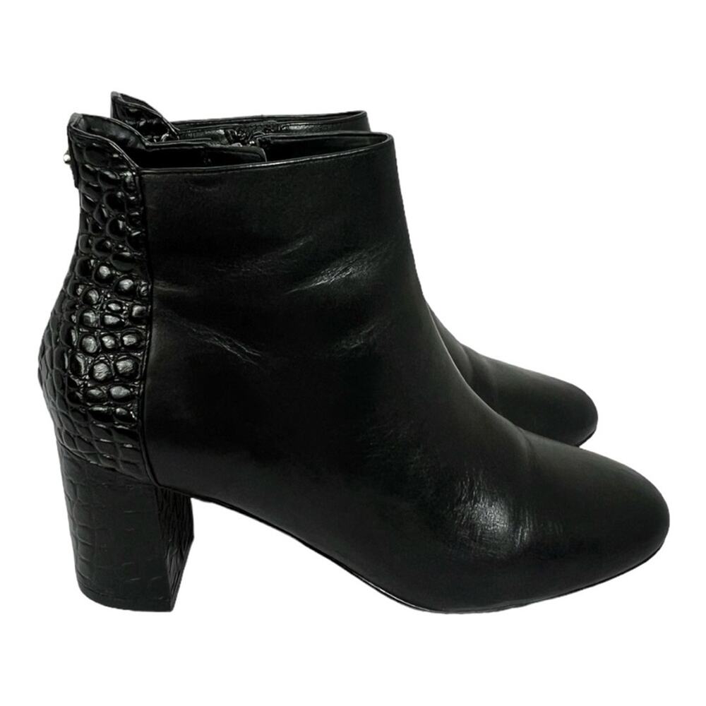 Cole Haan Nella Black Snake Embossed Block Heel Zipper Bootie Size 6